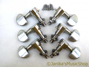 6 CHROME ACOUSTIC GUITAR MACHINE HEADS HALF MOON